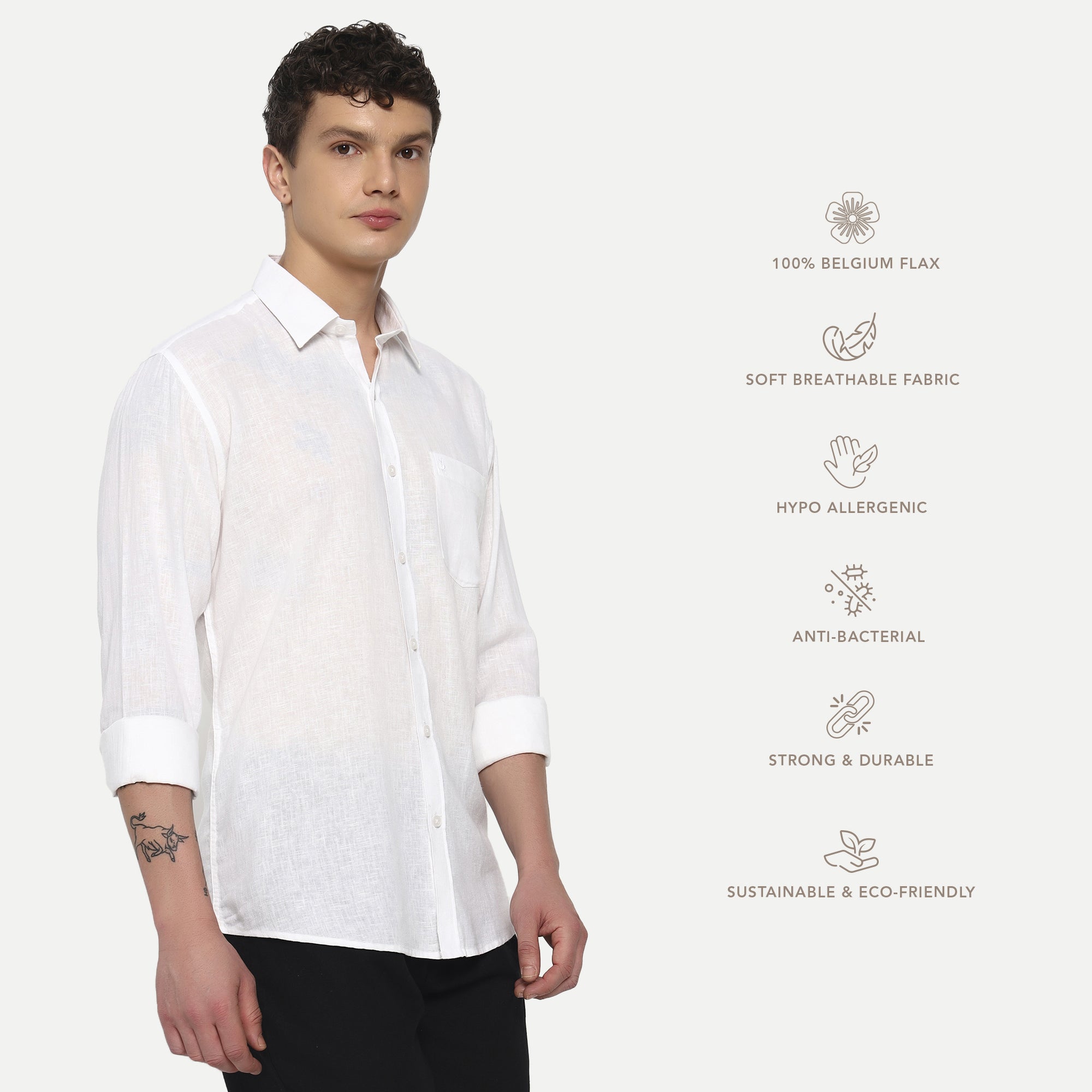 Snow White Belgian Linen Shirt