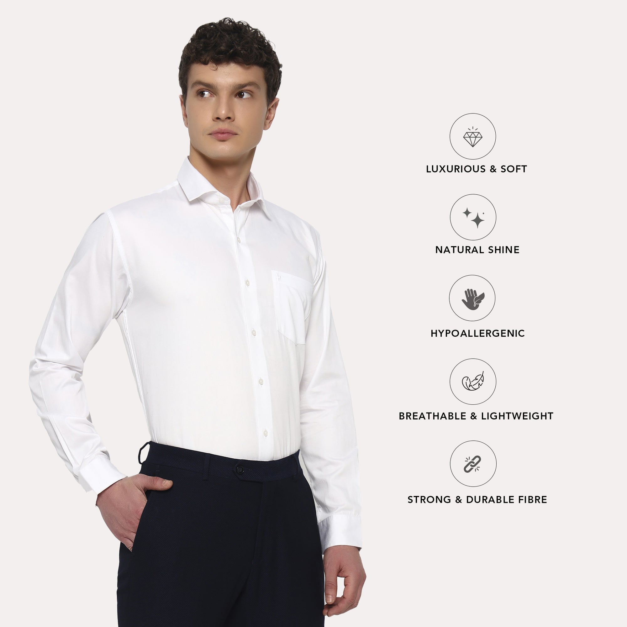 Ivory White Satin Shirt