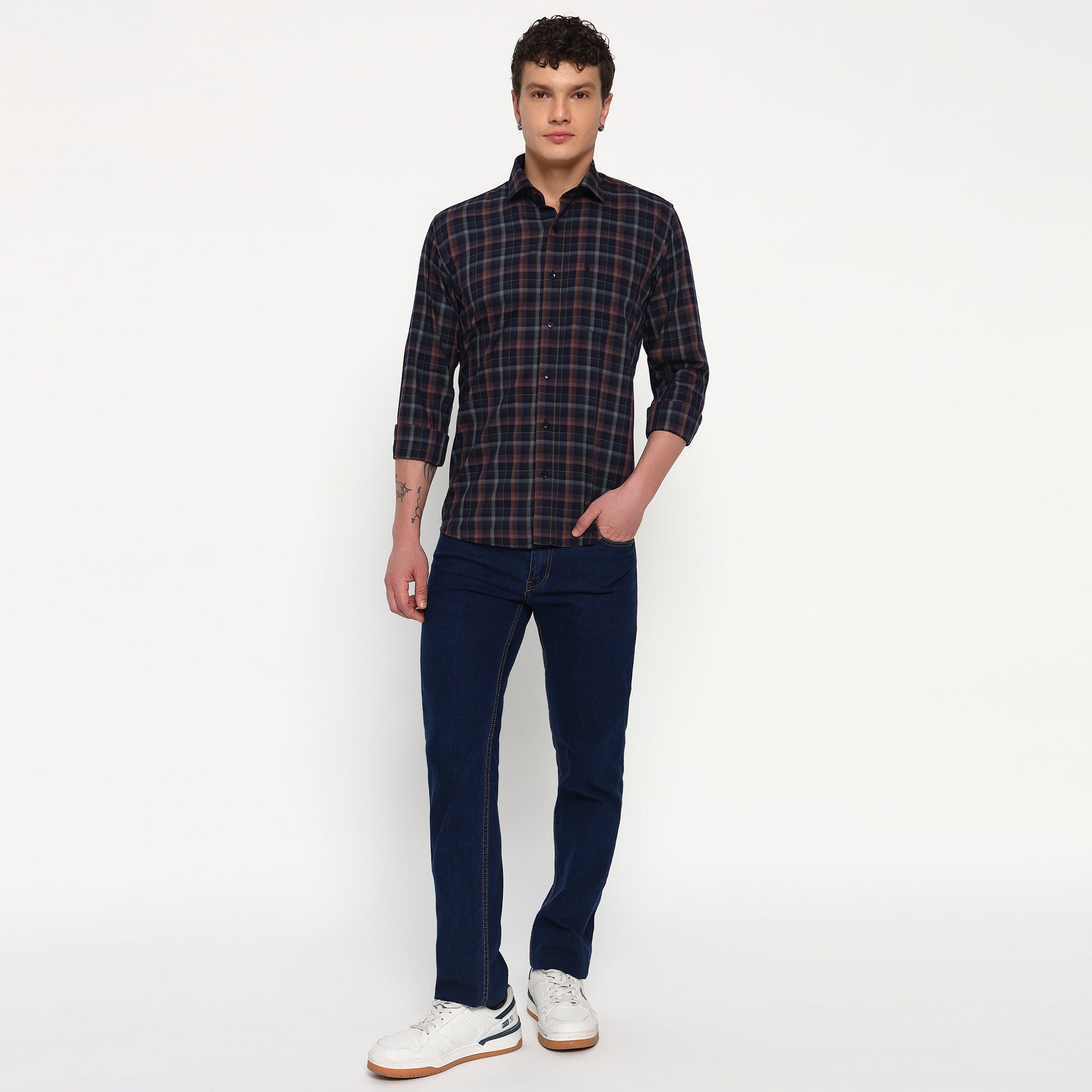 Navy Blue Checks Bamboo Shirt