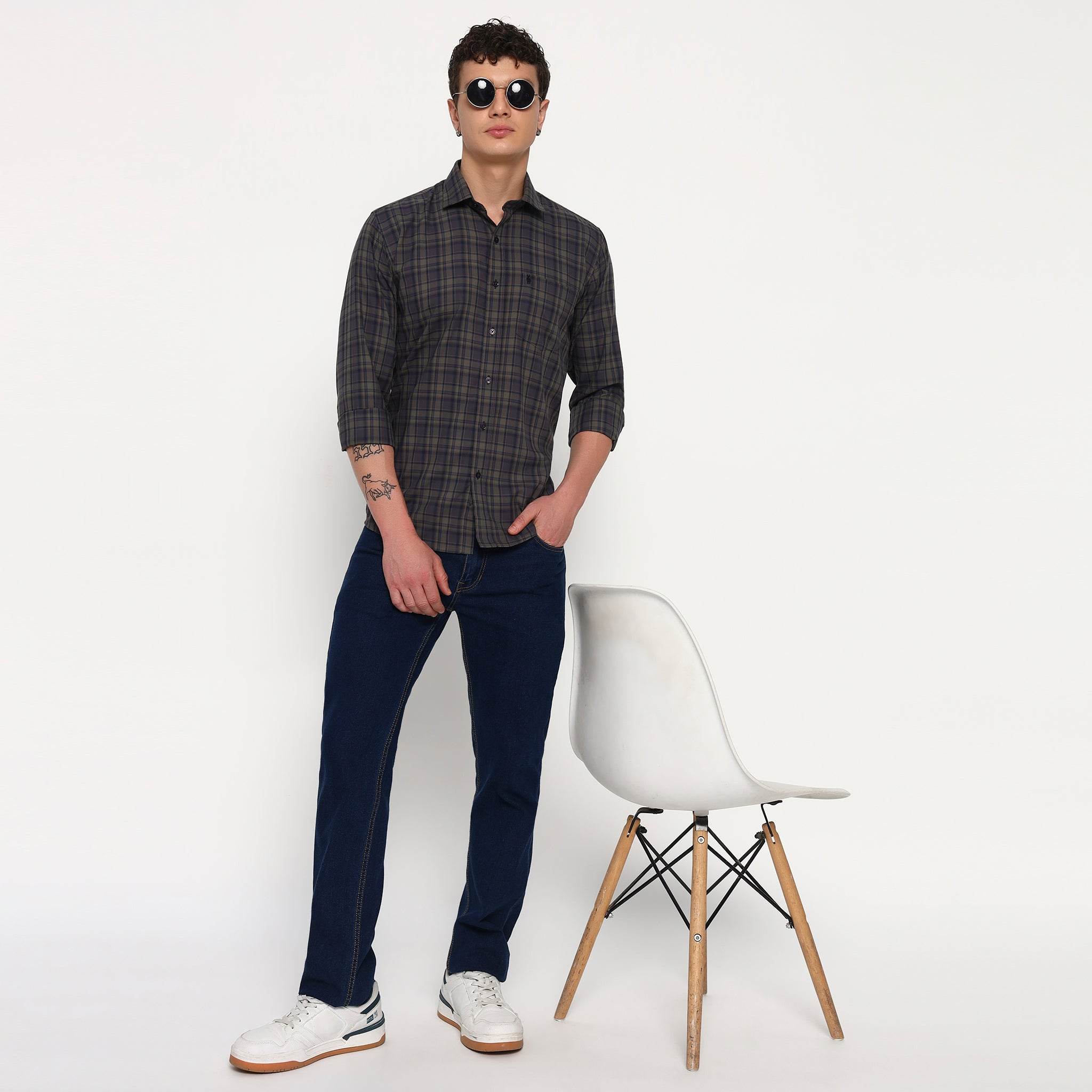 Forest Plum Bamboo Checks Shirt - Sangai
