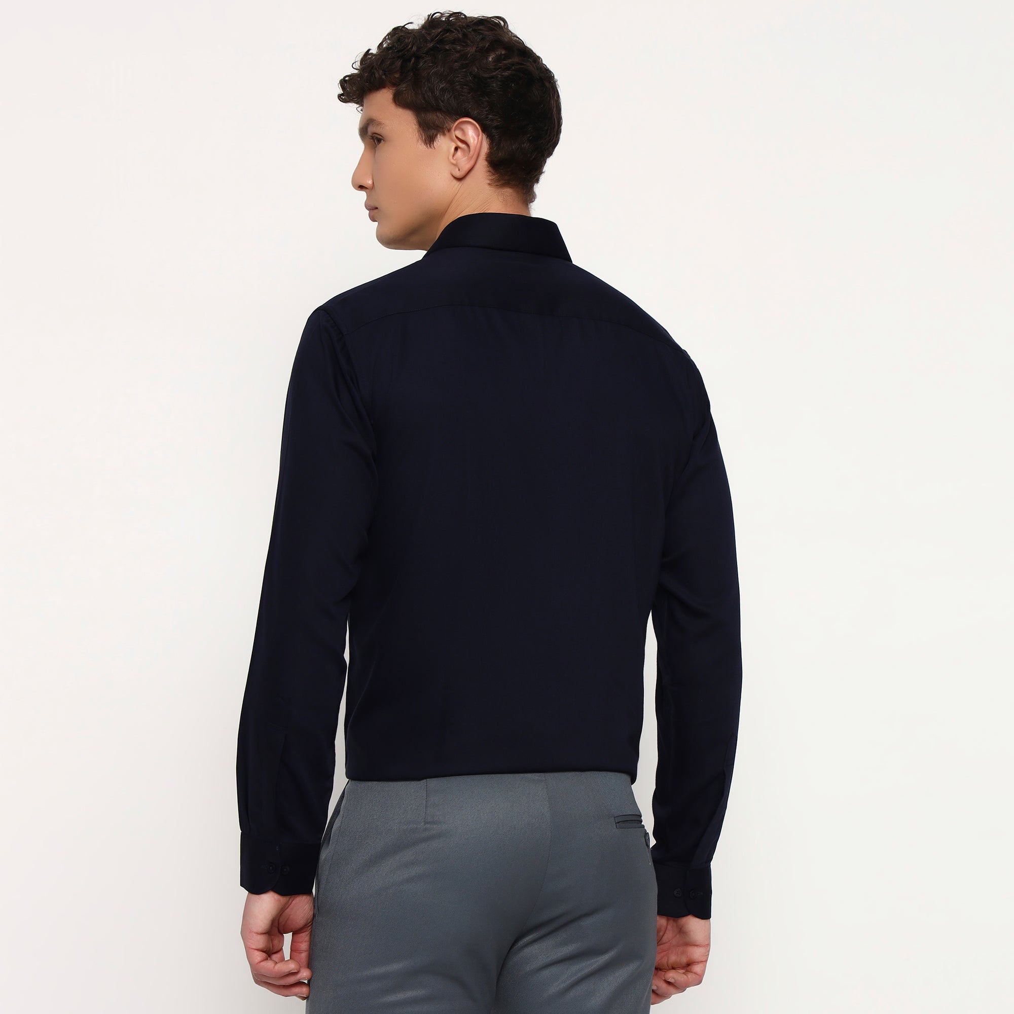 Navy Blue Satin Shirt