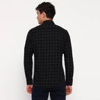 Black Matrix Checks Cotton Shirt - Sangai