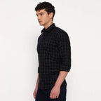Black Matrix Checks Cotton Shirt - Sangai