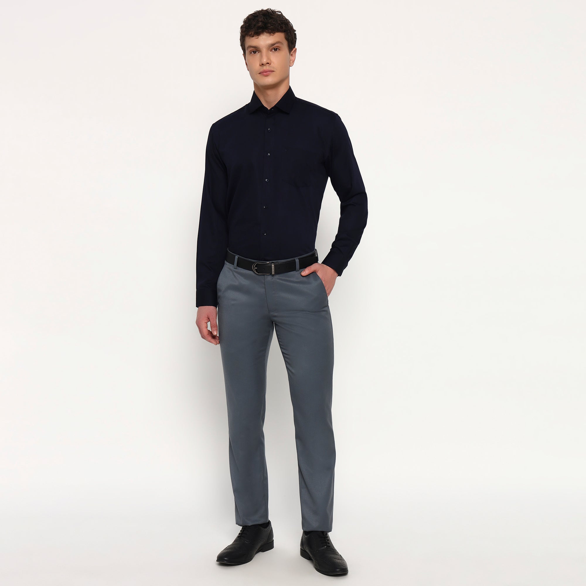 Navy Blue Satin Shirt