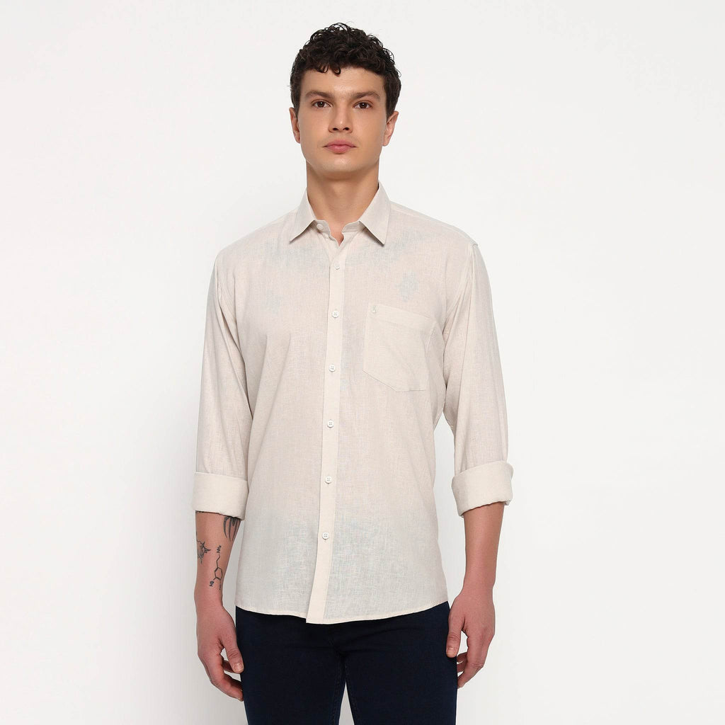 Beige Belgian Linen Shirt - Sangai