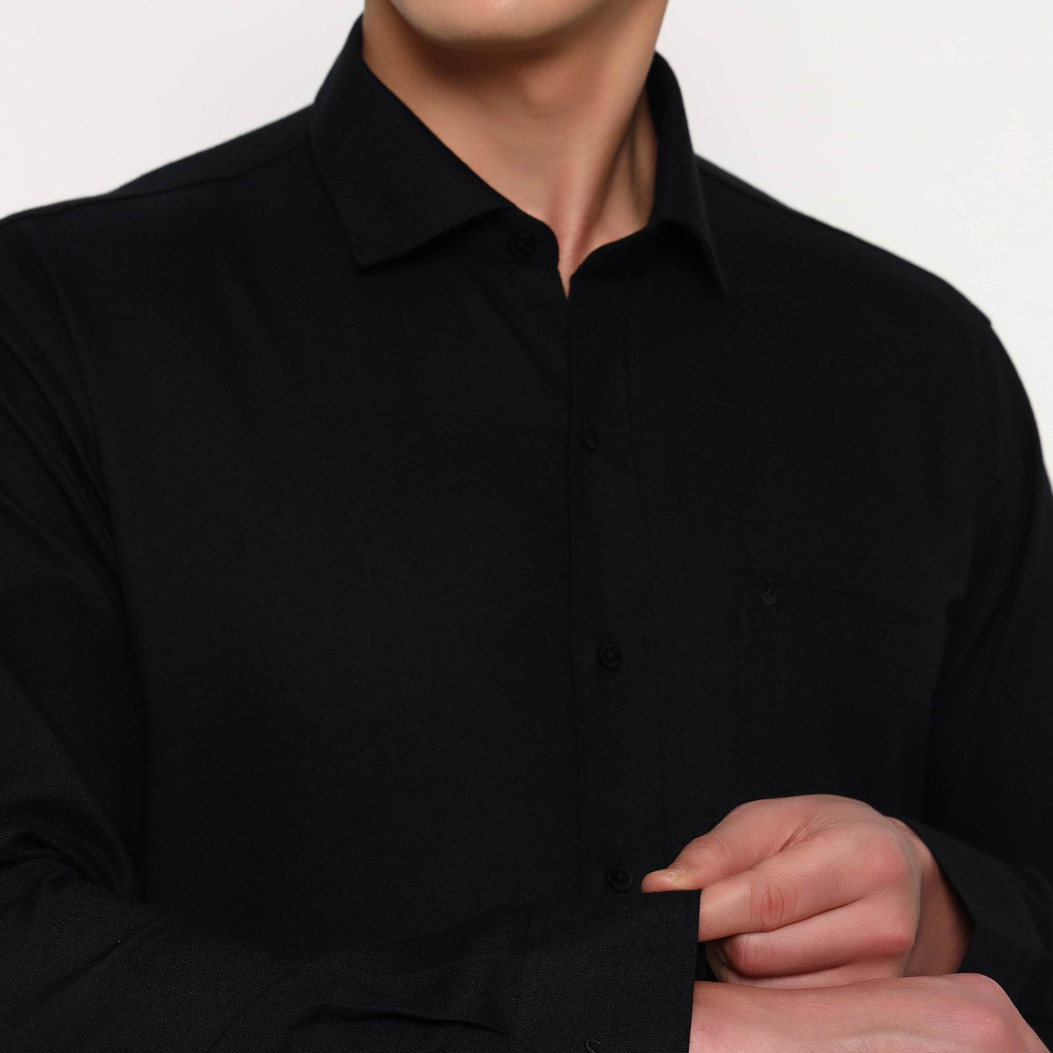 Black Oxford Cotton Shirt - Sangai