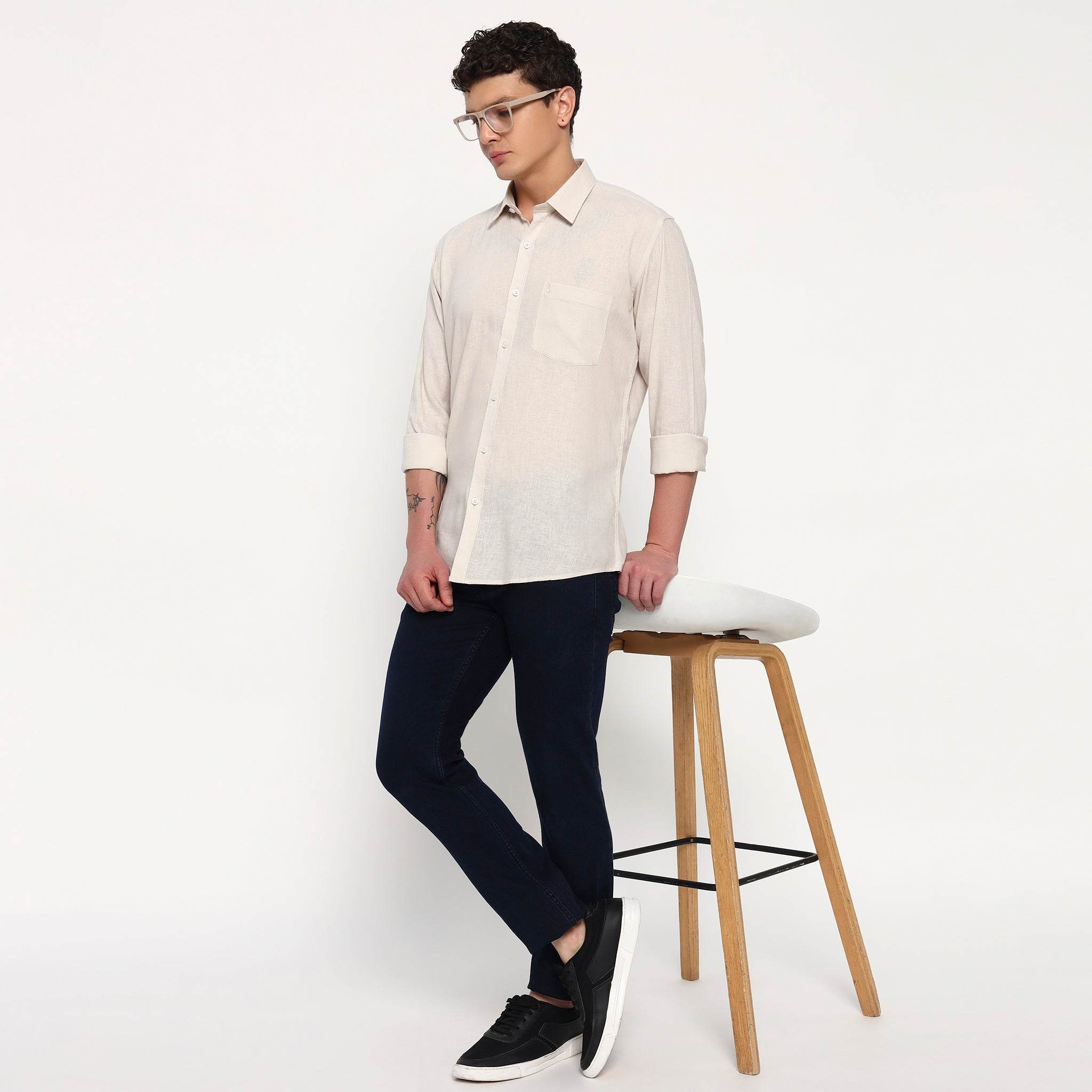 Beige Belgian Linen Shirt - Sangai
