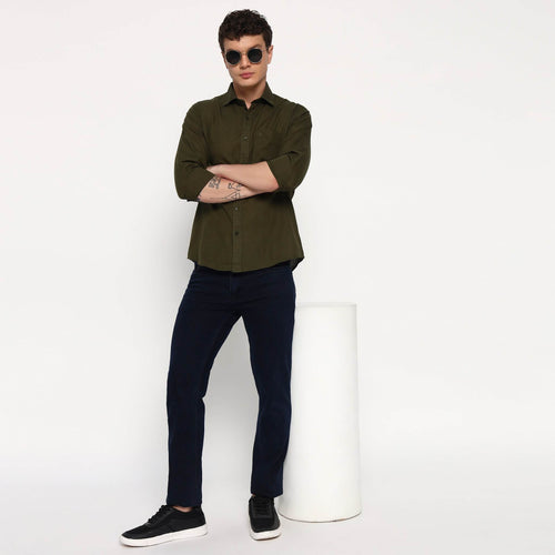 Dark Green Cotton Shirt - Sangai