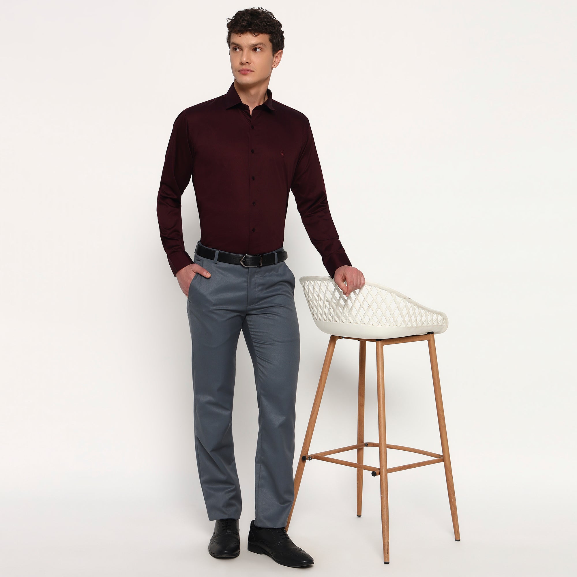 Maroon Satin Shirt