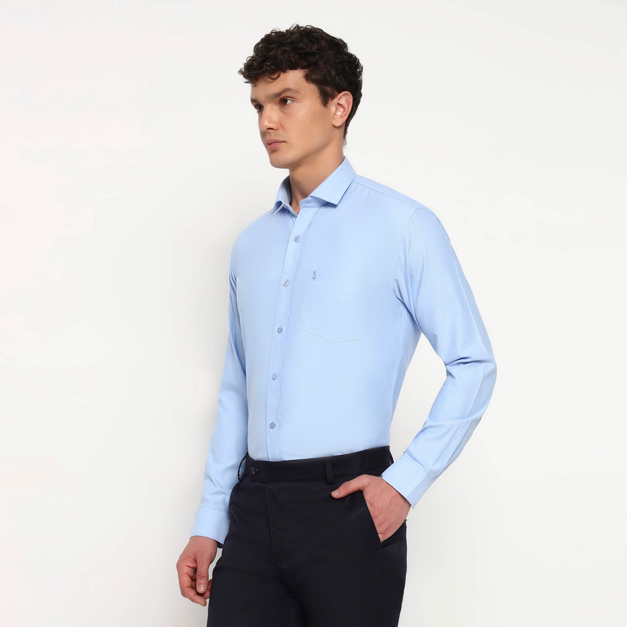 Sky Blue Oxford Cotton Shirt - Sangai