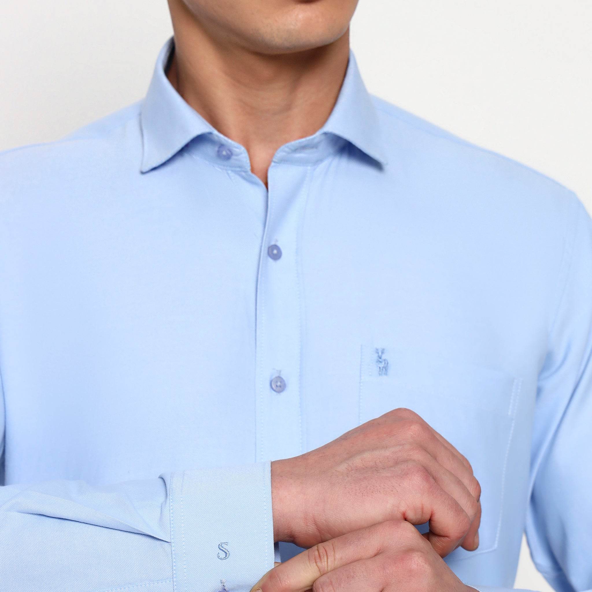 Sky Blue Oxford Cotton Shirt - Sangai