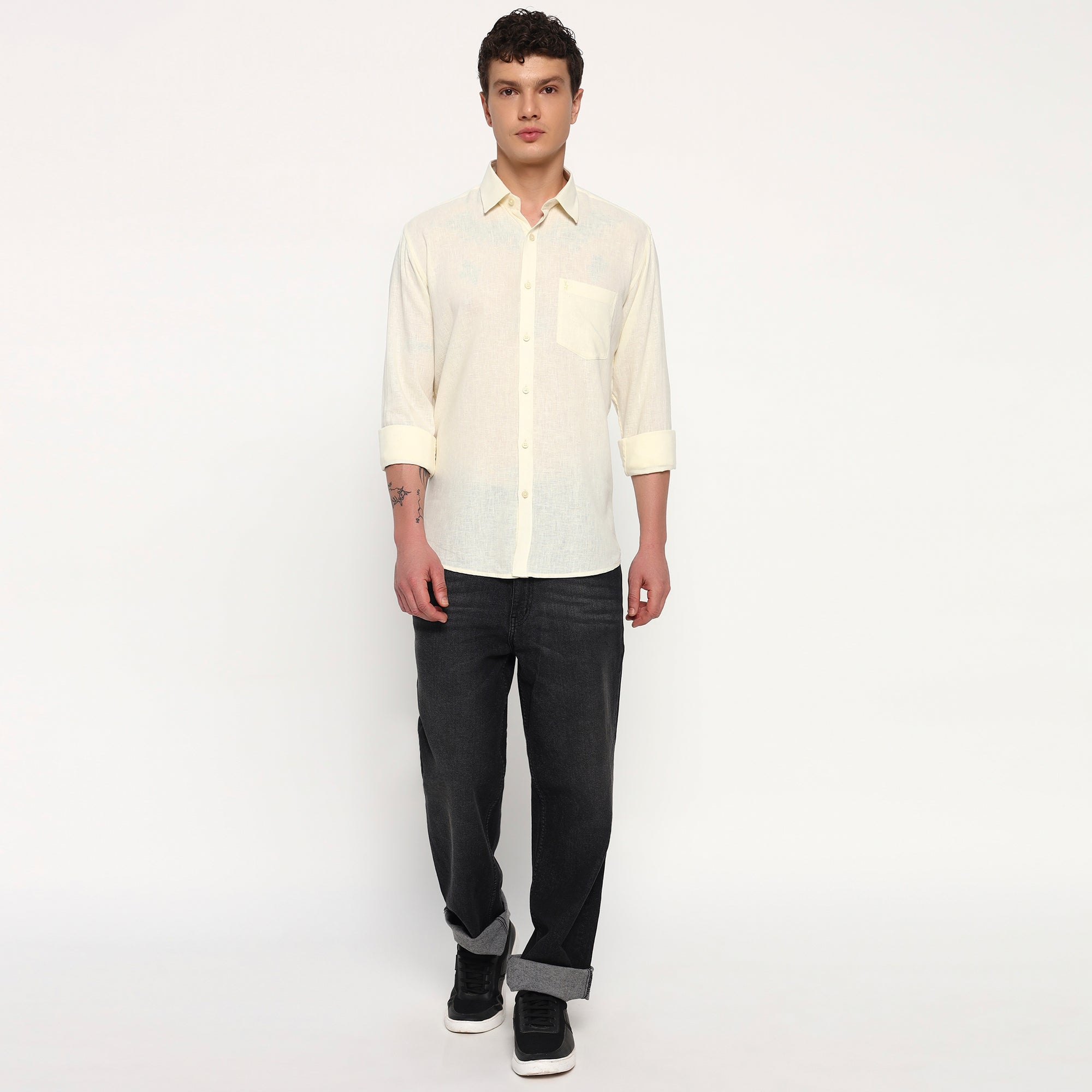 Pale Yellow Belgian Linen Shirt