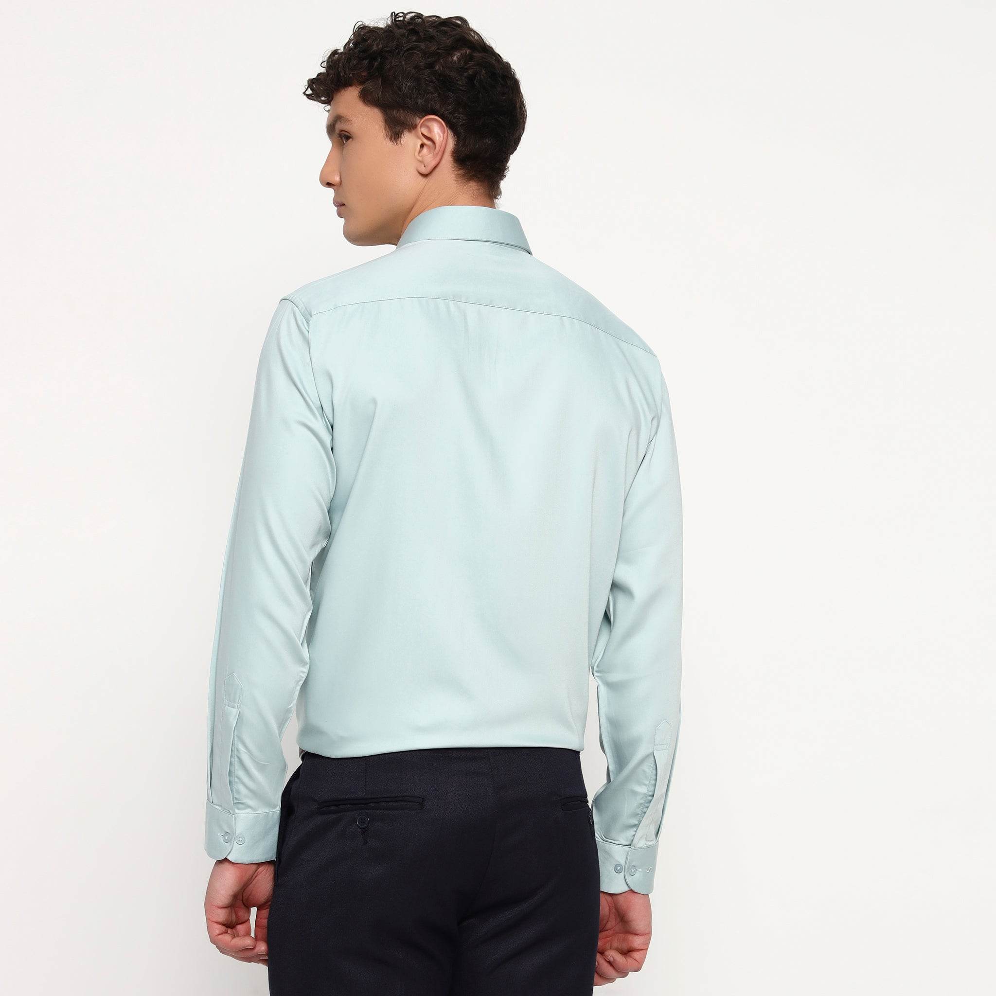 Aqua Cyan Bamboo Shirt - Sangai