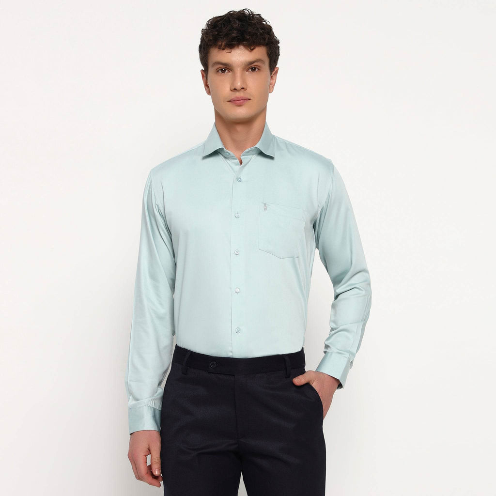 Aqua Cyan Bamboo Shirt - Sangai