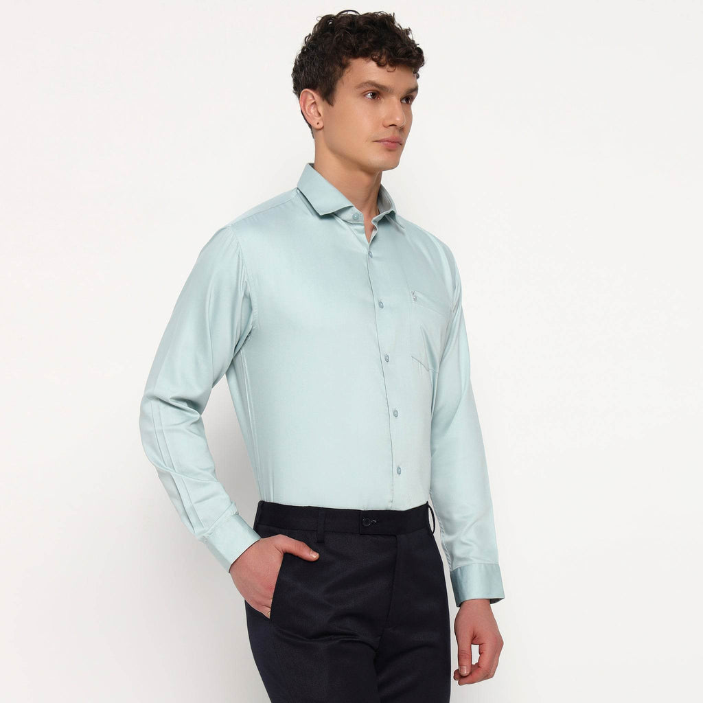 Aqua Cyan Bamboo Shirt - Sangai
