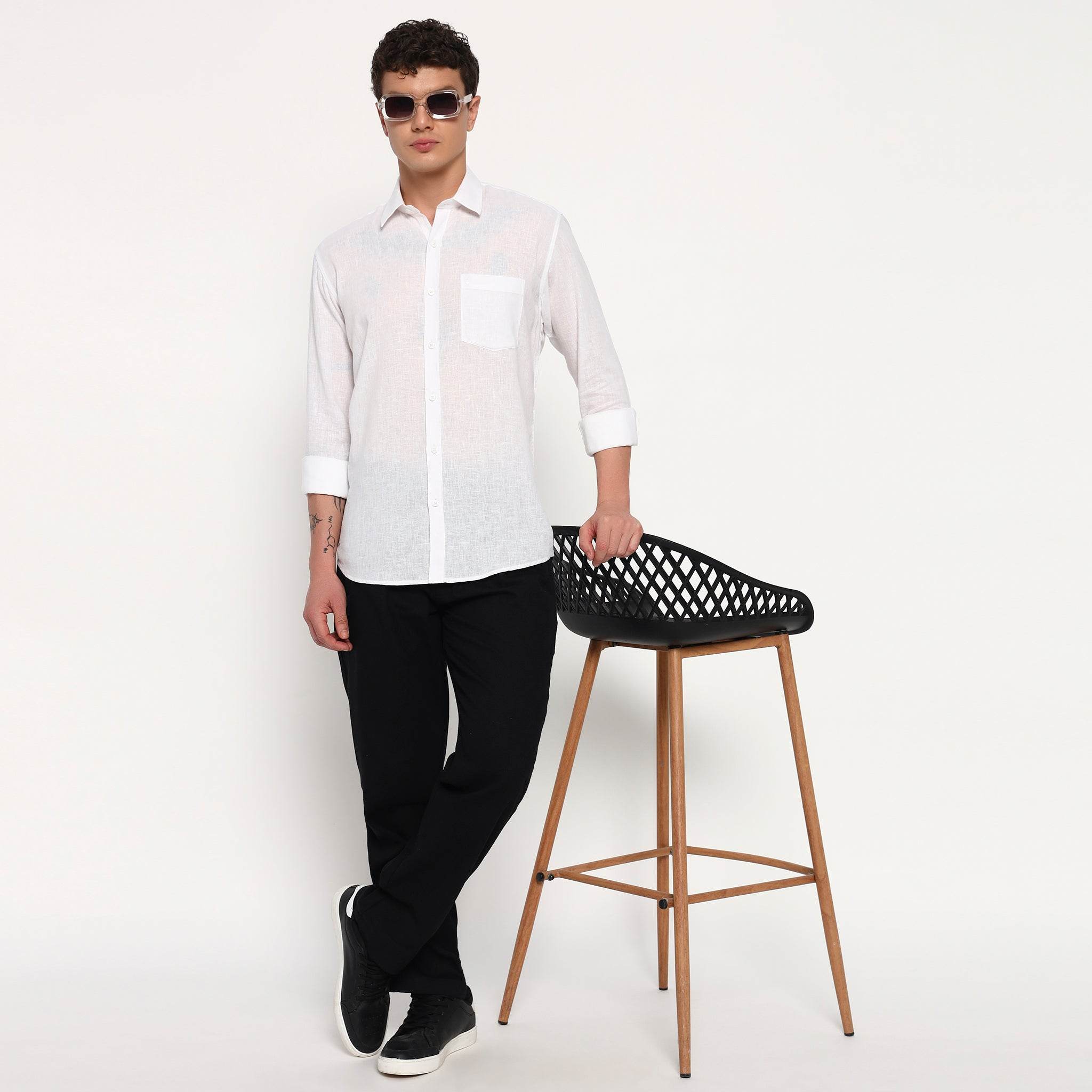 Snow White Belgian Linen Shirt - Sangai