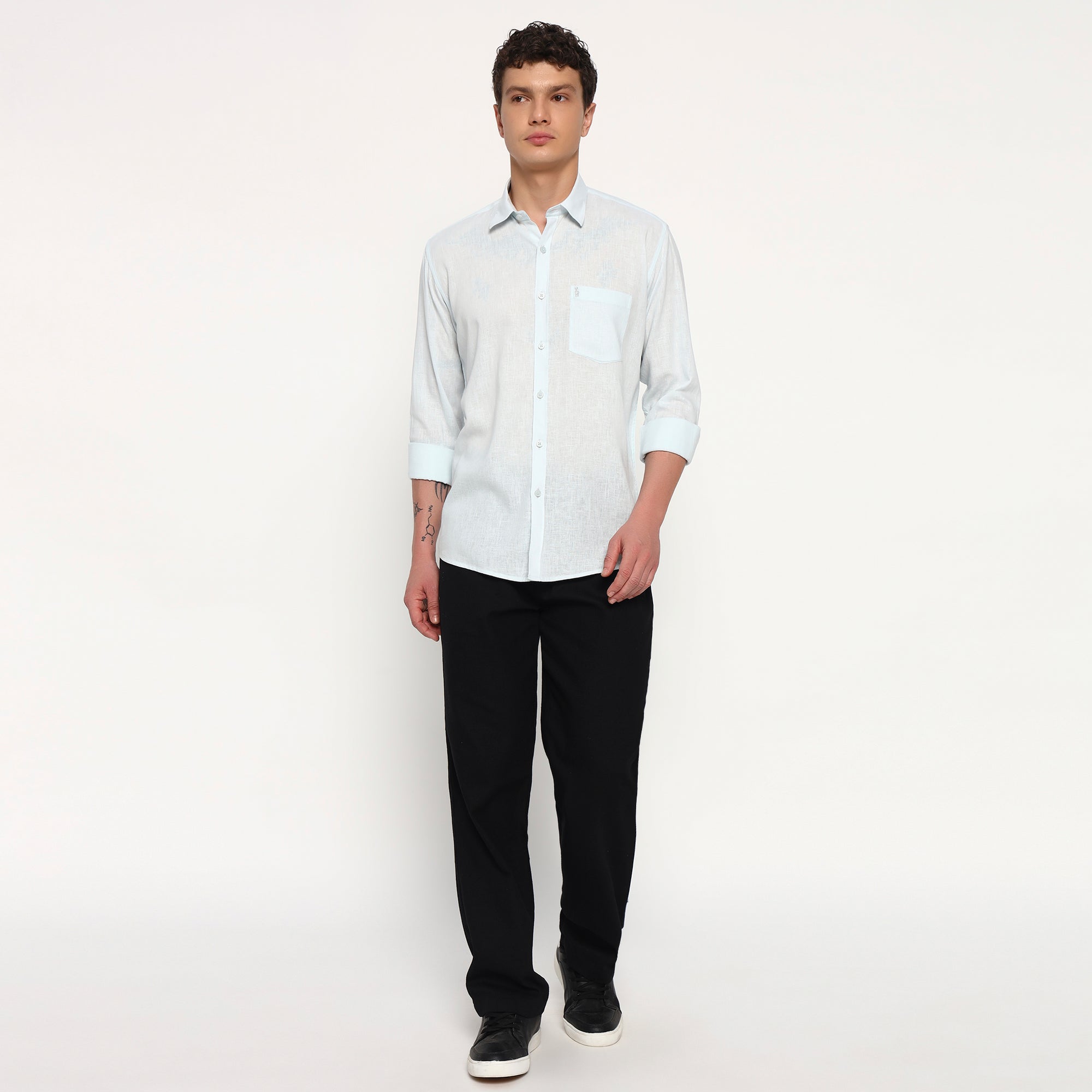 Ice Blue Belgian Linen Shirt