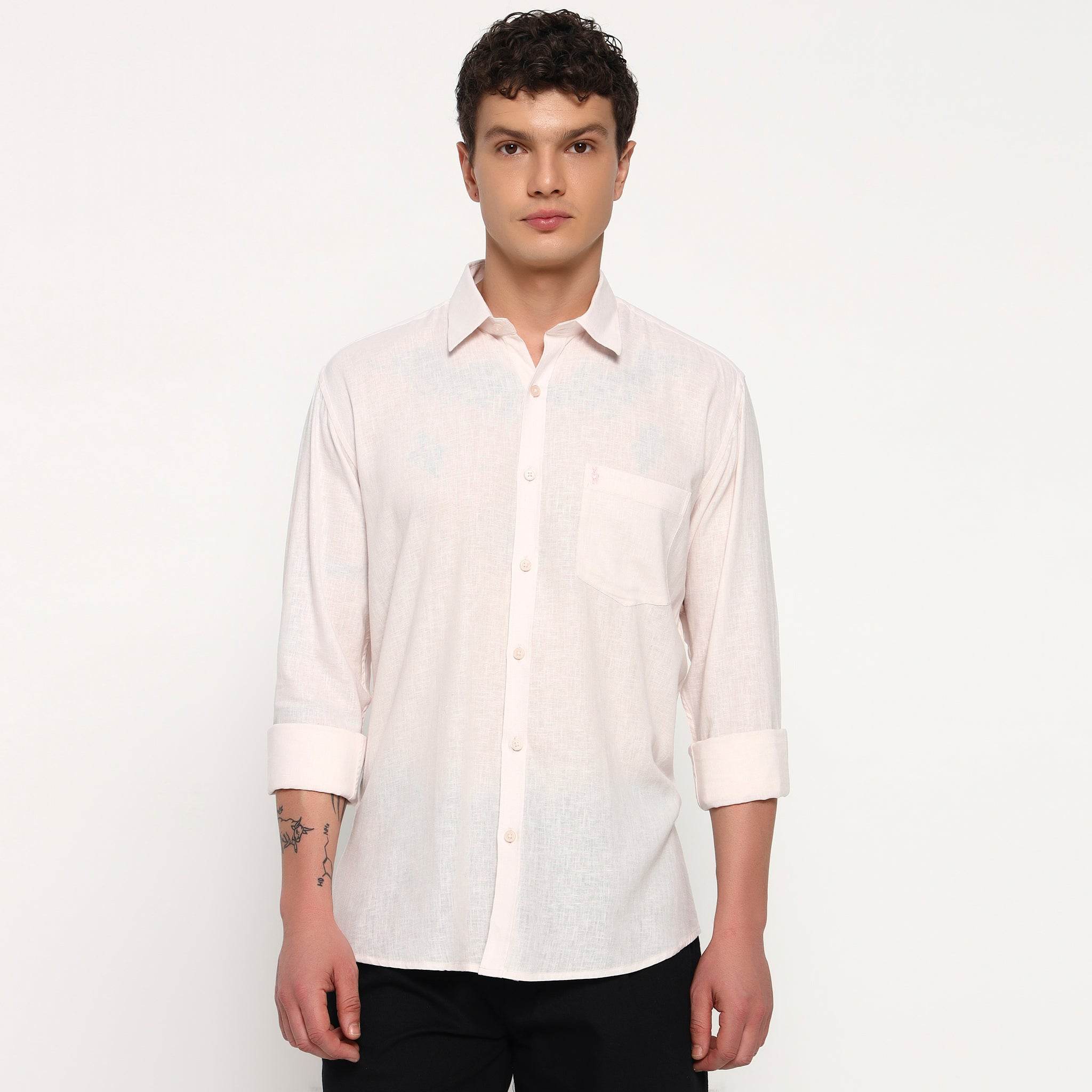 Barely Pink Belgian Linen Shirt - Sangai