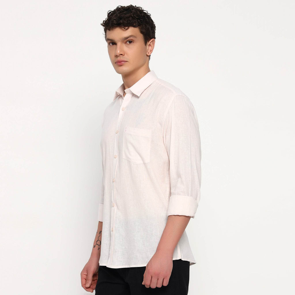 Barely Pink Belgian Linen Shirt - Sangai