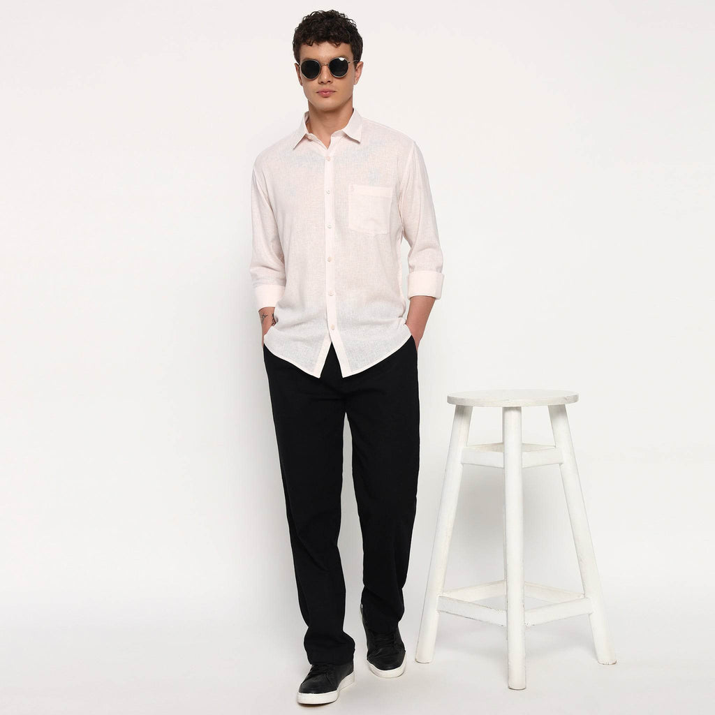 Barely Pink Belgian Linen Shirt - Sangai