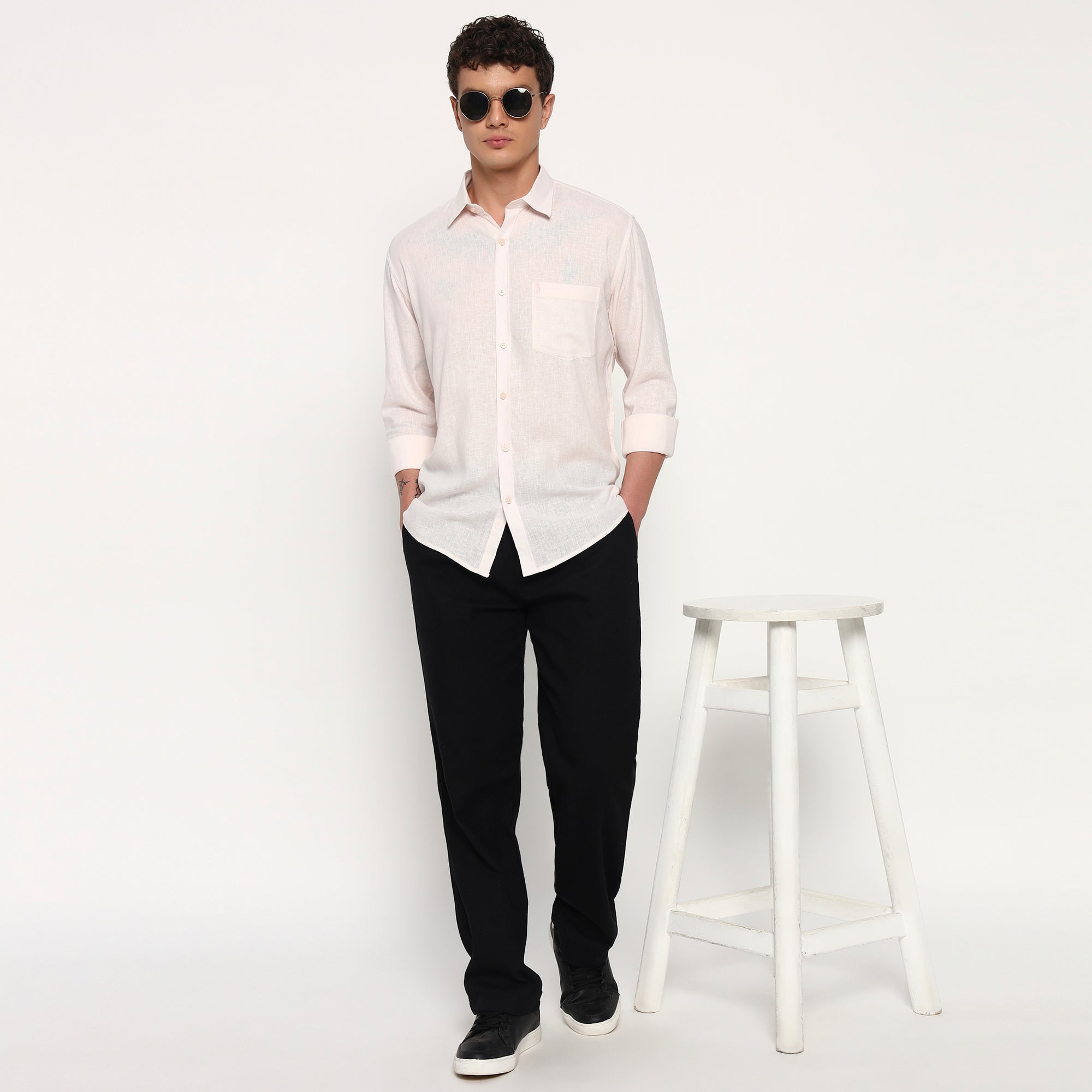 Barely Pink Belgian Linen Shirt