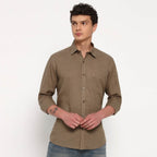 Toast Brown Belgian Linen Shirt - Sangai