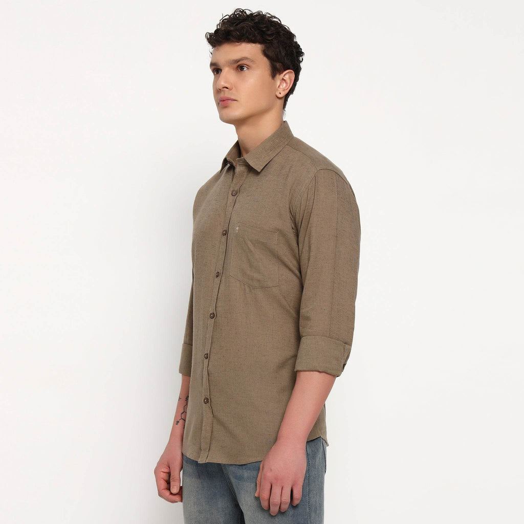 Toast Brown Belgian Linen Shirt - Sangai