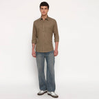 Toast Brown Belgian Linen Shirt - Sangai