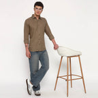 Toast Brown Belgian Linen Shirt - Sangai