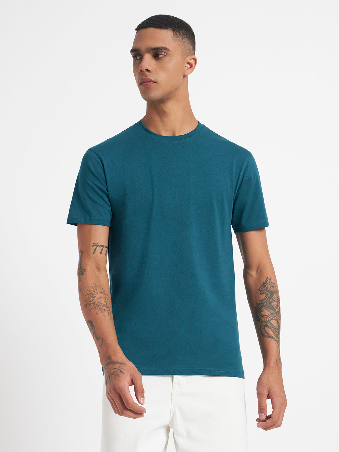 Plain Teal Blue Elite Stretch Cotton Tee