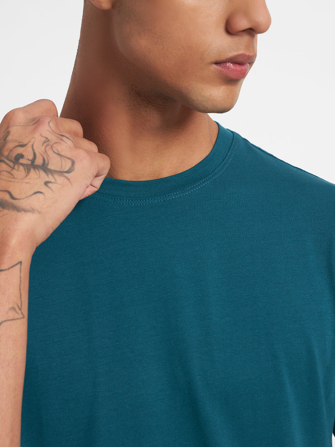 Plain Teal Blue Elite Stretch Cotton Tee