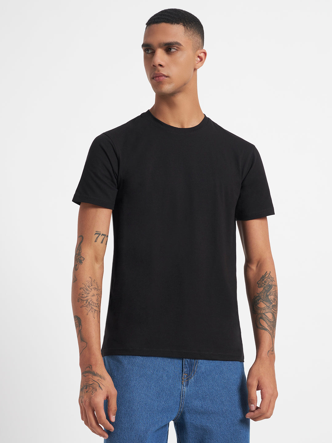 Plain Black Elite Stretch Cotton Tee