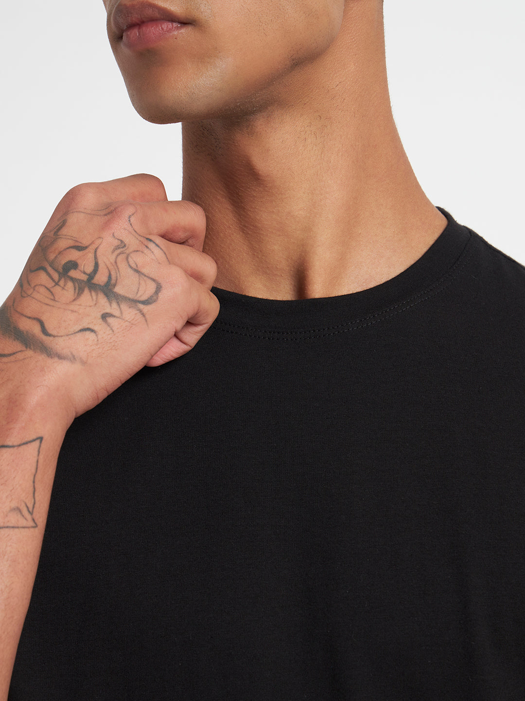 Plain Black Elite Stretch Cotton Tee