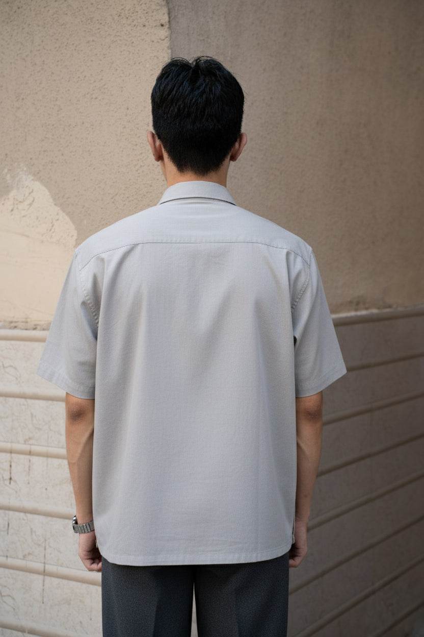 Grey Oversized Half Sleeves Shirt - Sangai