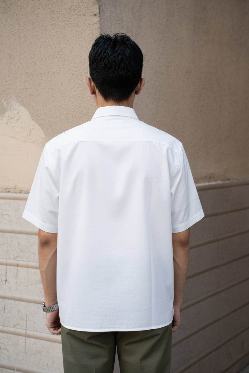 White Oversized Half Sleeves Shirt - Sangai