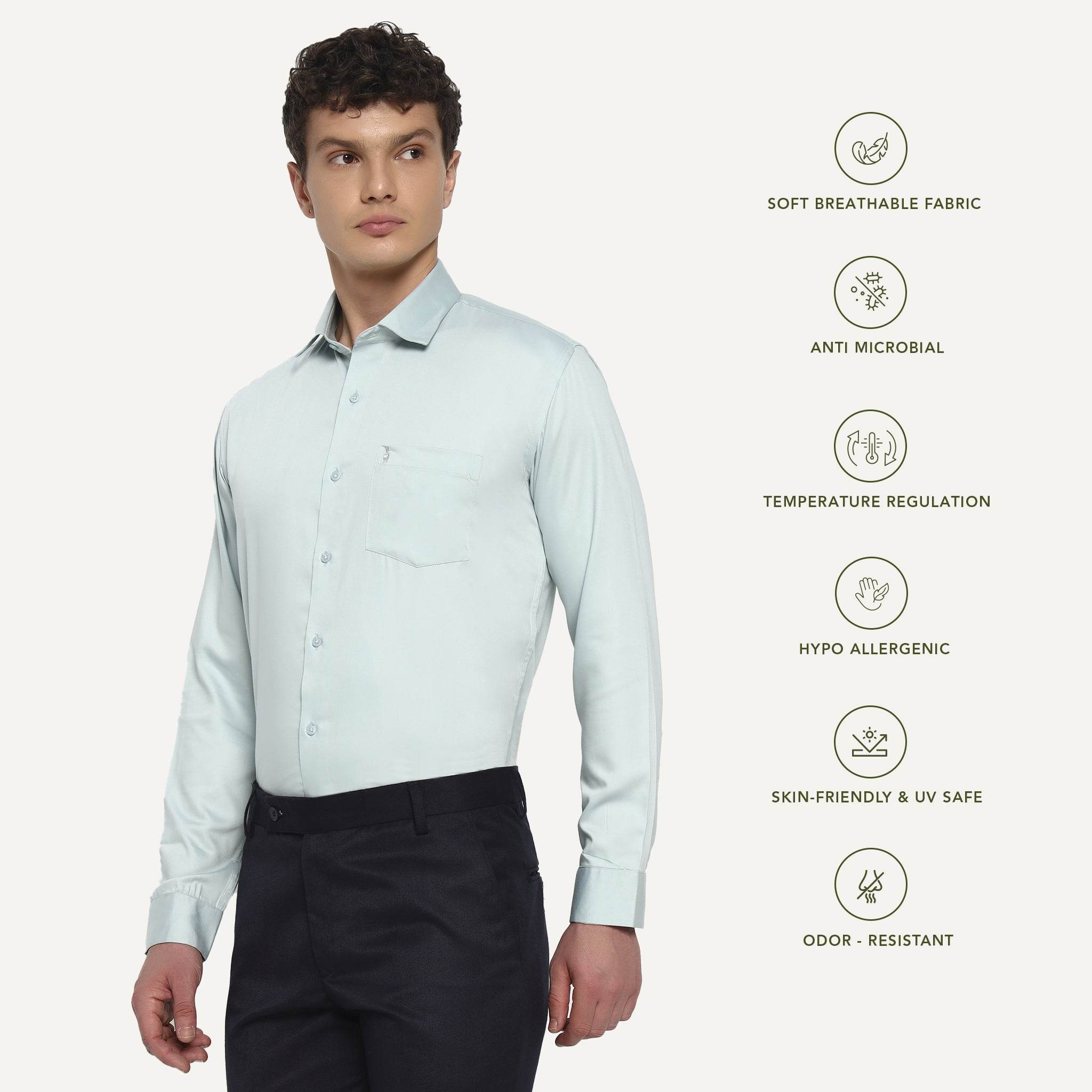 Aqua Cyan Bamboo Shirt - Sangai