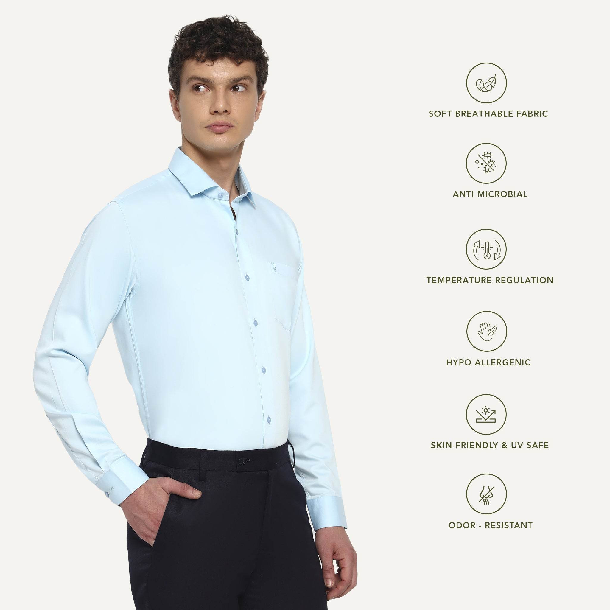 Mist Blue Bamboo Shirt - Sangai