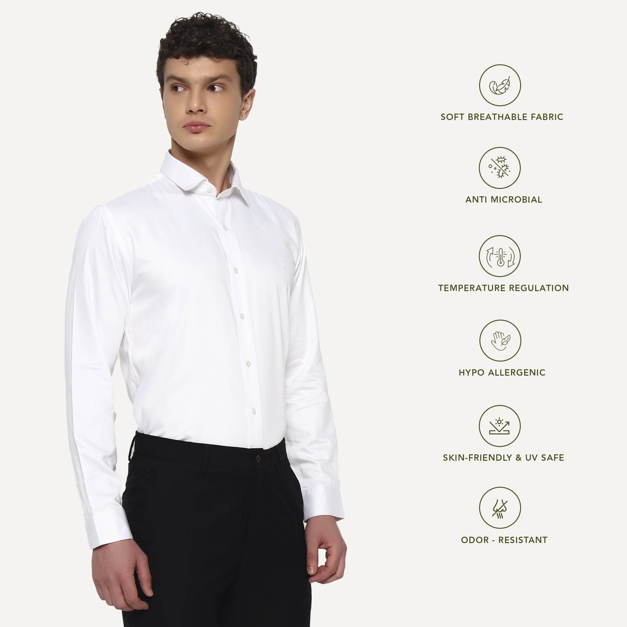 Lunar White Bamboo Shirt - Sangai