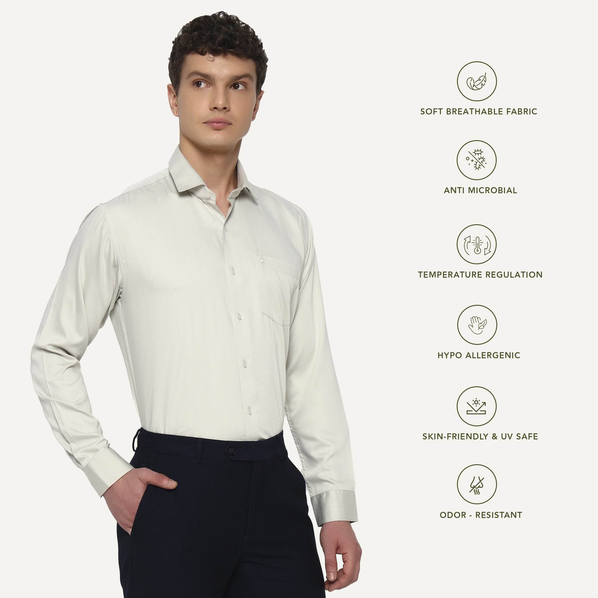 Dust Beige Bamboo Shirt - Sangai