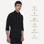 Black Matrix Checks Cotton Shirt - Sangai