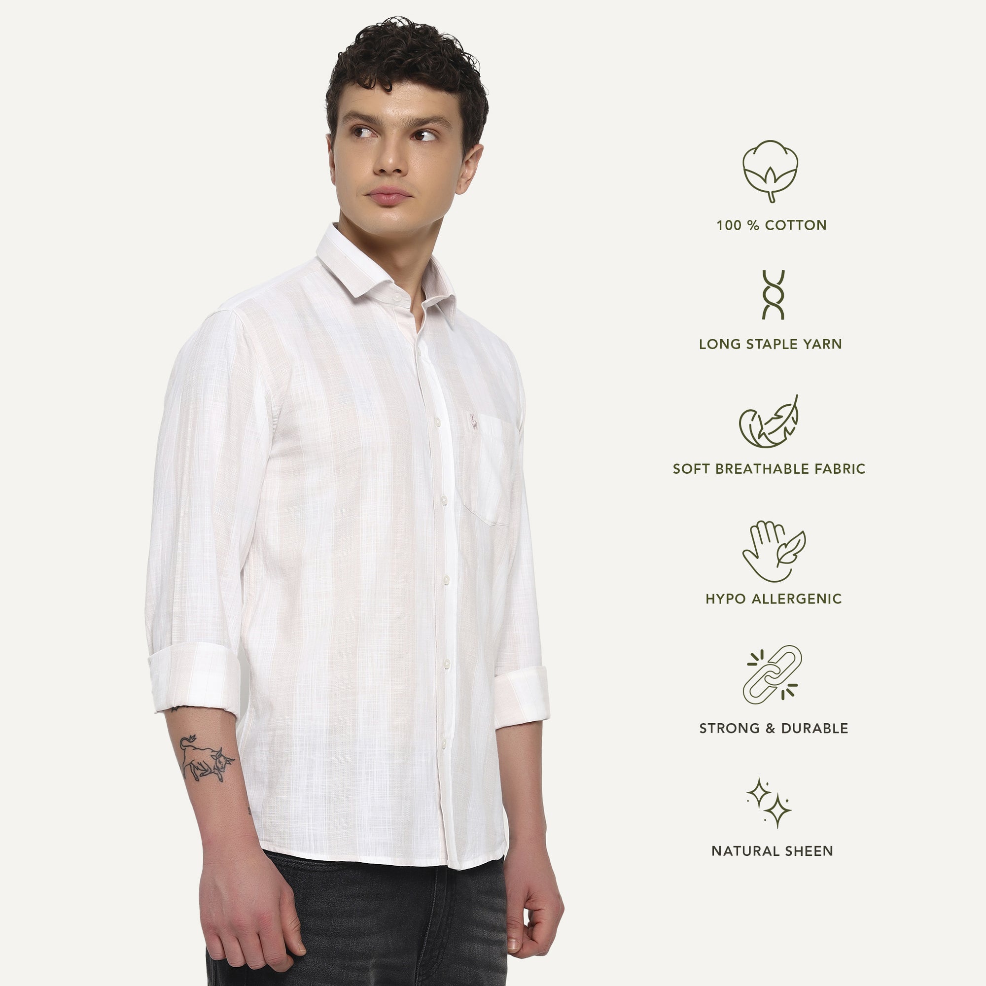 White Light Pink Stripes Cotton Shirt