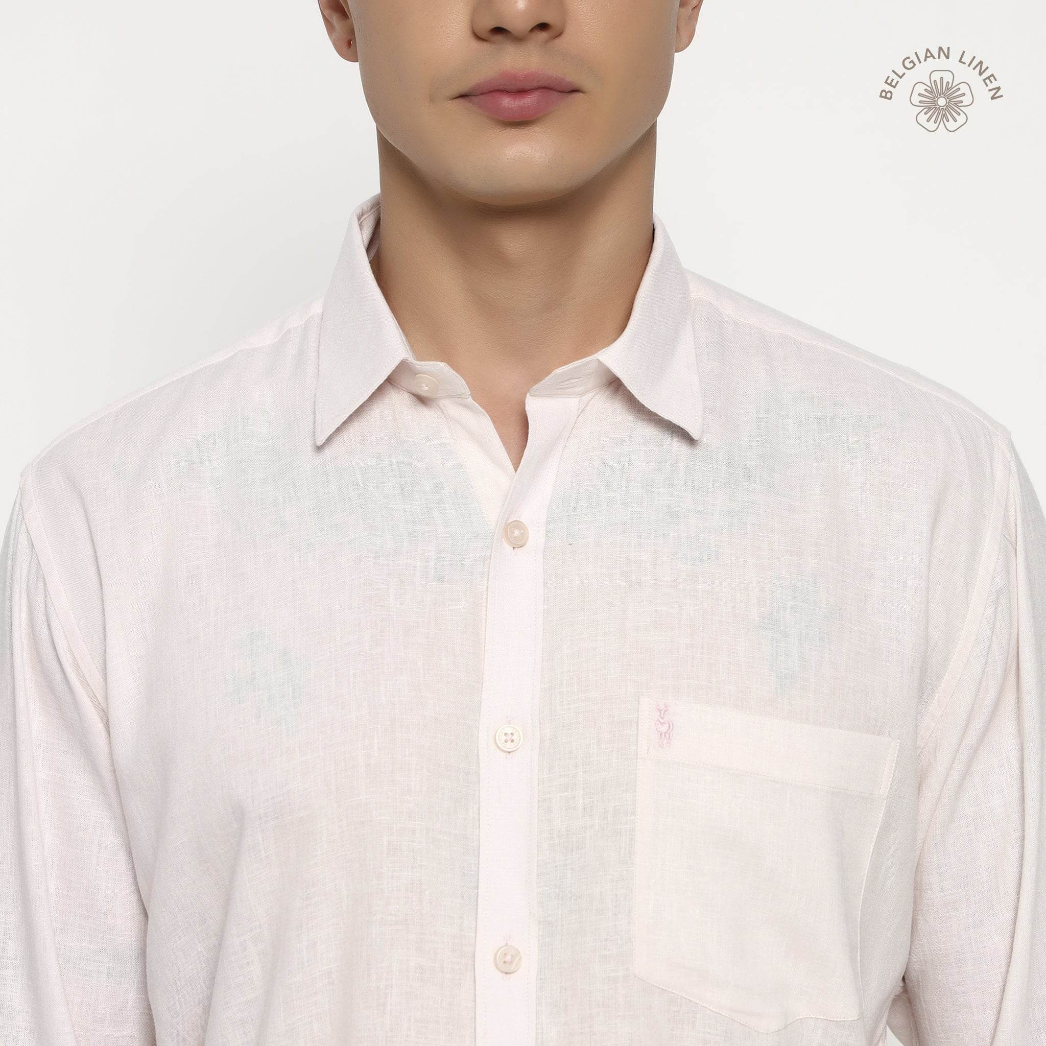 Barely Pink Belgian Linen Shirt - Sangai