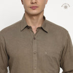 Toast Brown Belgian Linen Shirt - Sangai