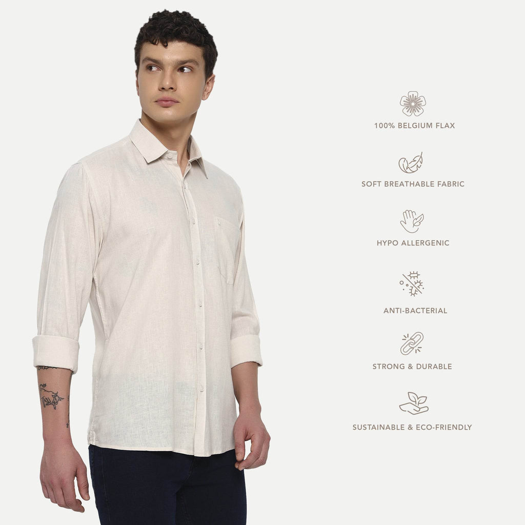 Beige Belgian Linen Shirt - Sangai