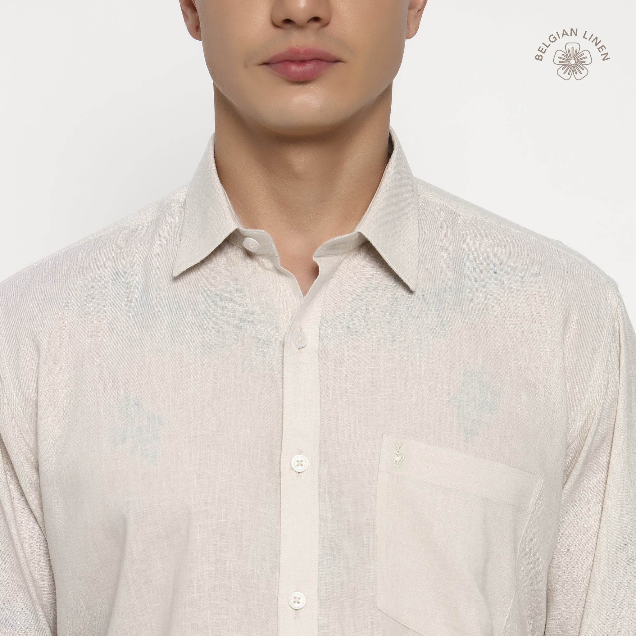 Beige Belgian Linen Shirt - Sangai