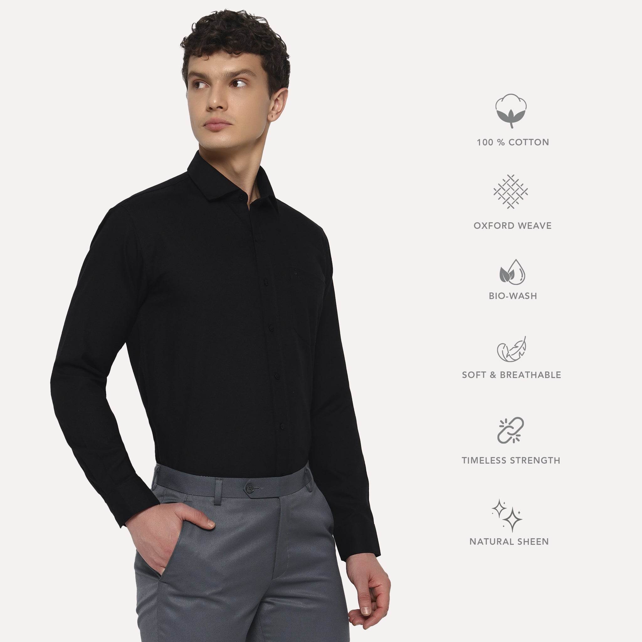 Black Oxford Cotton Shirt - Sangai