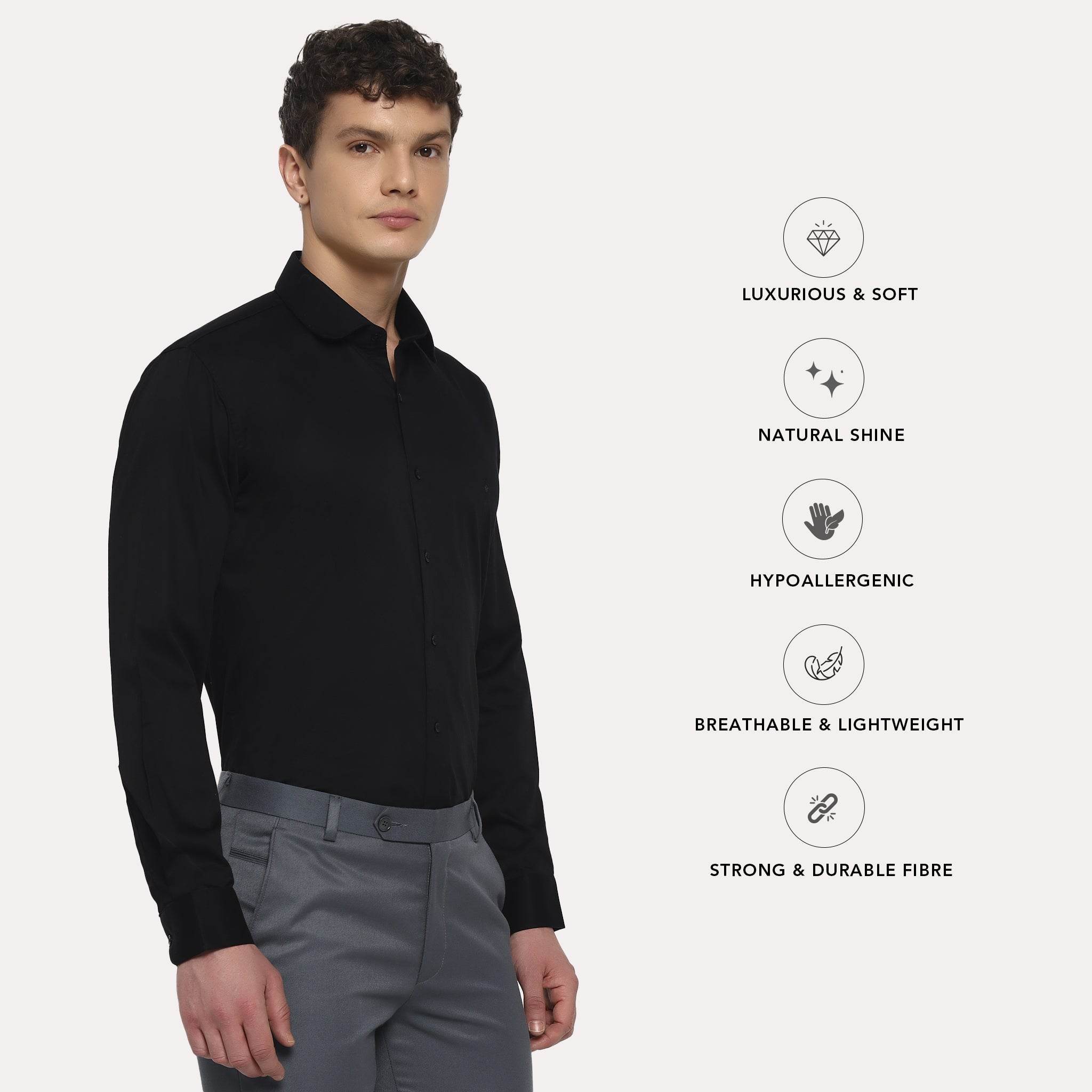 Black Satin Shirt - Sangai